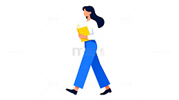 现代职场女性行走插画