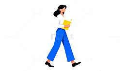 卡通女职员步行插画