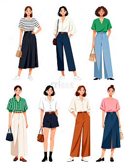 时尚女性插画设计素材