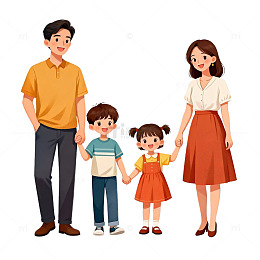 卡通家庭幸福时光插图