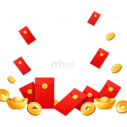 喜庆红包金币插画