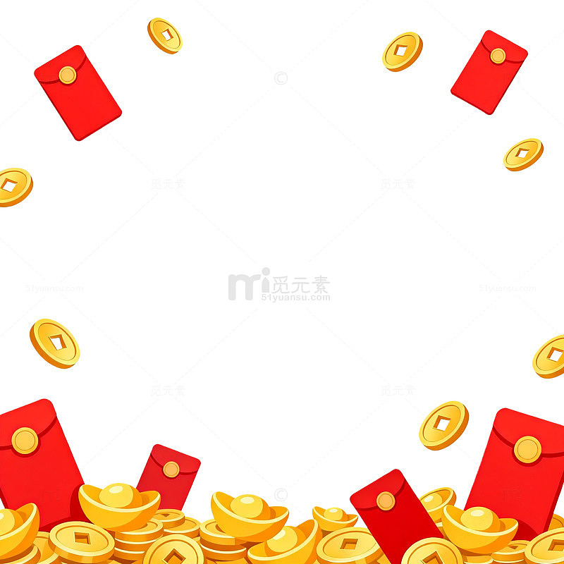 红包金币装饰图案设计素材