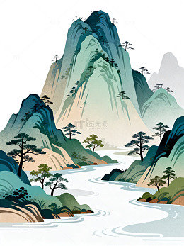 山水风景矢量插画