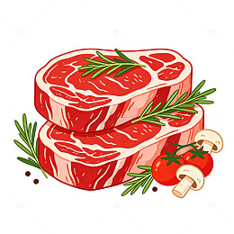 卡通矢量剪贴画新鲜牛排食材免扣素材