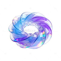 彩虹色透明旋转立体图形