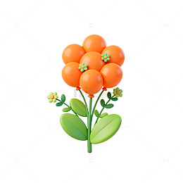 卡通风橙色花朵插图