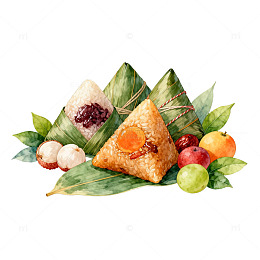 水彩端午节粽子水果装饰插画