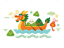 端午龙舟插画