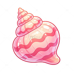 粉色渐变卡通海螺海洋插画免扣素材