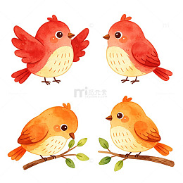 可爱手绘 Q 版小鸟插画免扣素材