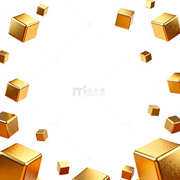金色立方体漂浮背景设计素材
