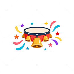 卡通鼓与铃铛庆祝图案