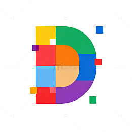 多彩抽象字母D设计图