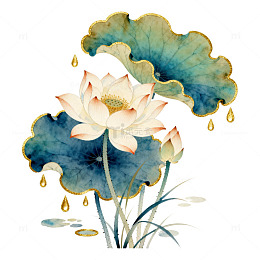 水墨荷花国画艺术插画