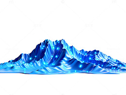 蓝色光效山脉数字艺术