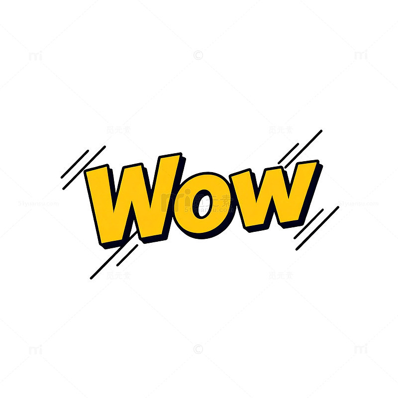 卡通风格WOW文字设计素材