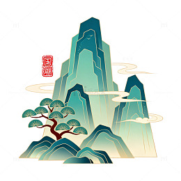 山水画古风艺术插画