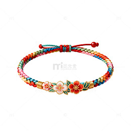 五彩绳花朵手链饰品