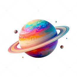 彩绘行星宇宙科幻艺术插画