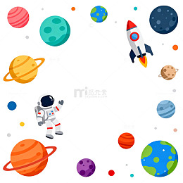卡通宇宙太空探险素材