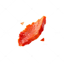 鲜红肉片悬浮