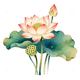 水彩荷花装饰画