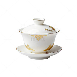 金纹盖碗茶具