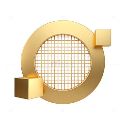 金色立体字母C设计元素