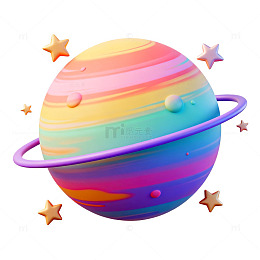 彩虹行星卡通插画