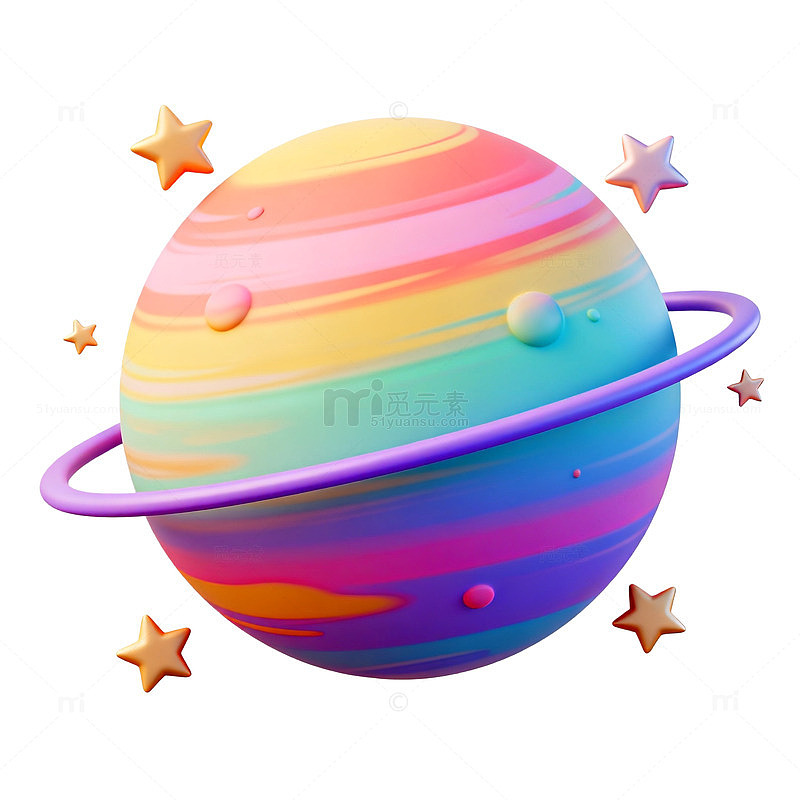 彩虹行星卡通插画