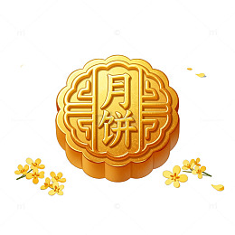 金色月饼桂花点缀插画素材
