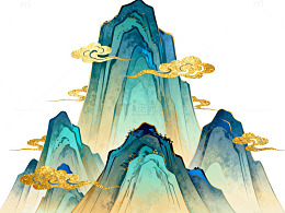 水墨山水画山峰云彩艺术图