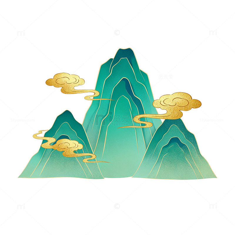 国风山水画云雾缭绕