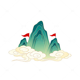 国潮风山水云雾图案矢量素材