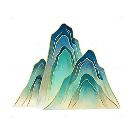 山水水墨画风格图案装饰元素