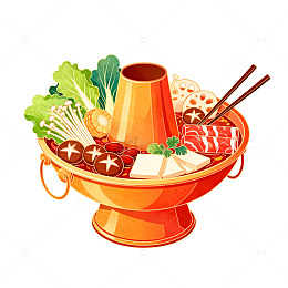 卡通火锅美食插画设计素材