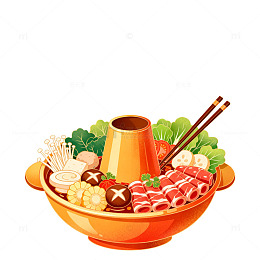 卡通火锅美食插画