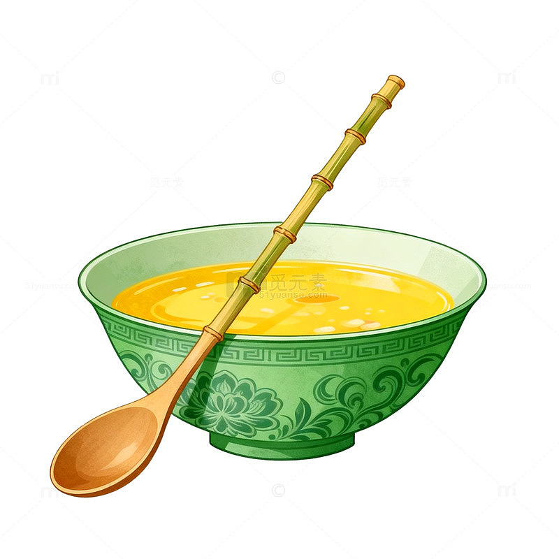 卡通风格美食插画南瓜粥碗