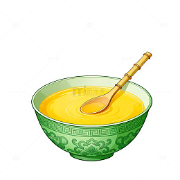 卡通风美食粥品插画
