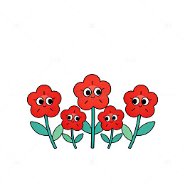 卡通红花图案插画设计素材
