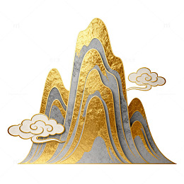 金色山水画传统艺术图案