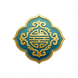 金蓝传统花纹徽章设计元素