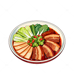 卡通风美食拼盘插画素材