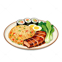 日式料理插画风格美食设计素材
