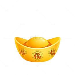 金色元宝福字装饰插画