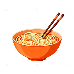 卡通面条碗插画素材