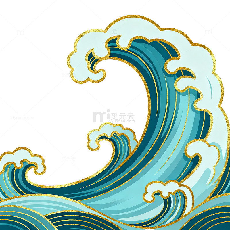 海浪图案插画设计元素