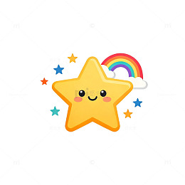 卡通可爱星星彩虹图案
