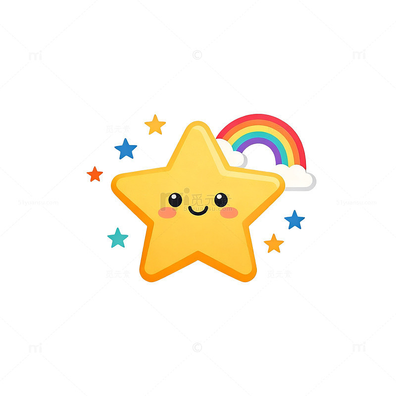 卡通可爱星星彩虹图案