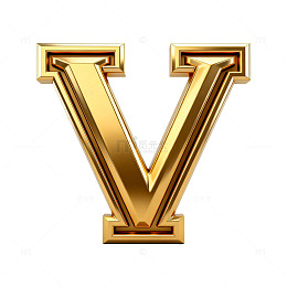 金色字母V奢华装饰设计元素